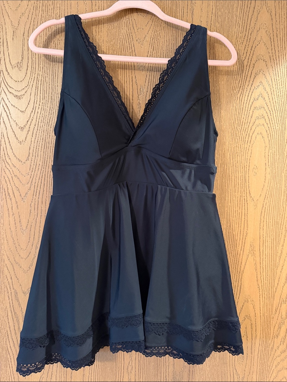 Black Lace-Trim Swimsuit Swim Dress Torrid Size 0